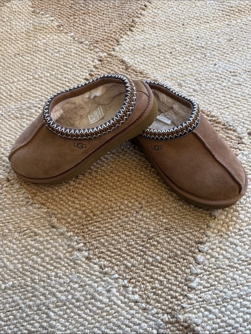 UGG Tasman Chestnut Suede Plush-Lined Slip-On Slippers